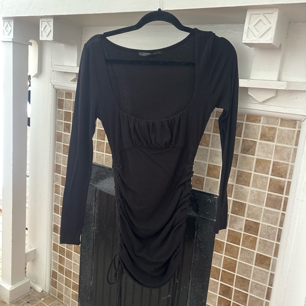Ribbed Black Long Sleeve Dress